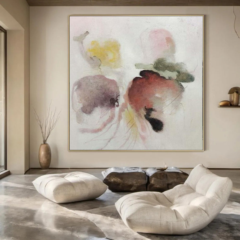 Softly Blended Vegetables in Pastel Hues "Ethereal Harvest" Watercolor Painting On Canvas PS1066