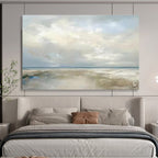 Pastel Cloudy Seaside Reprise - Dreamy Seascape Painting On Canvas DKS326