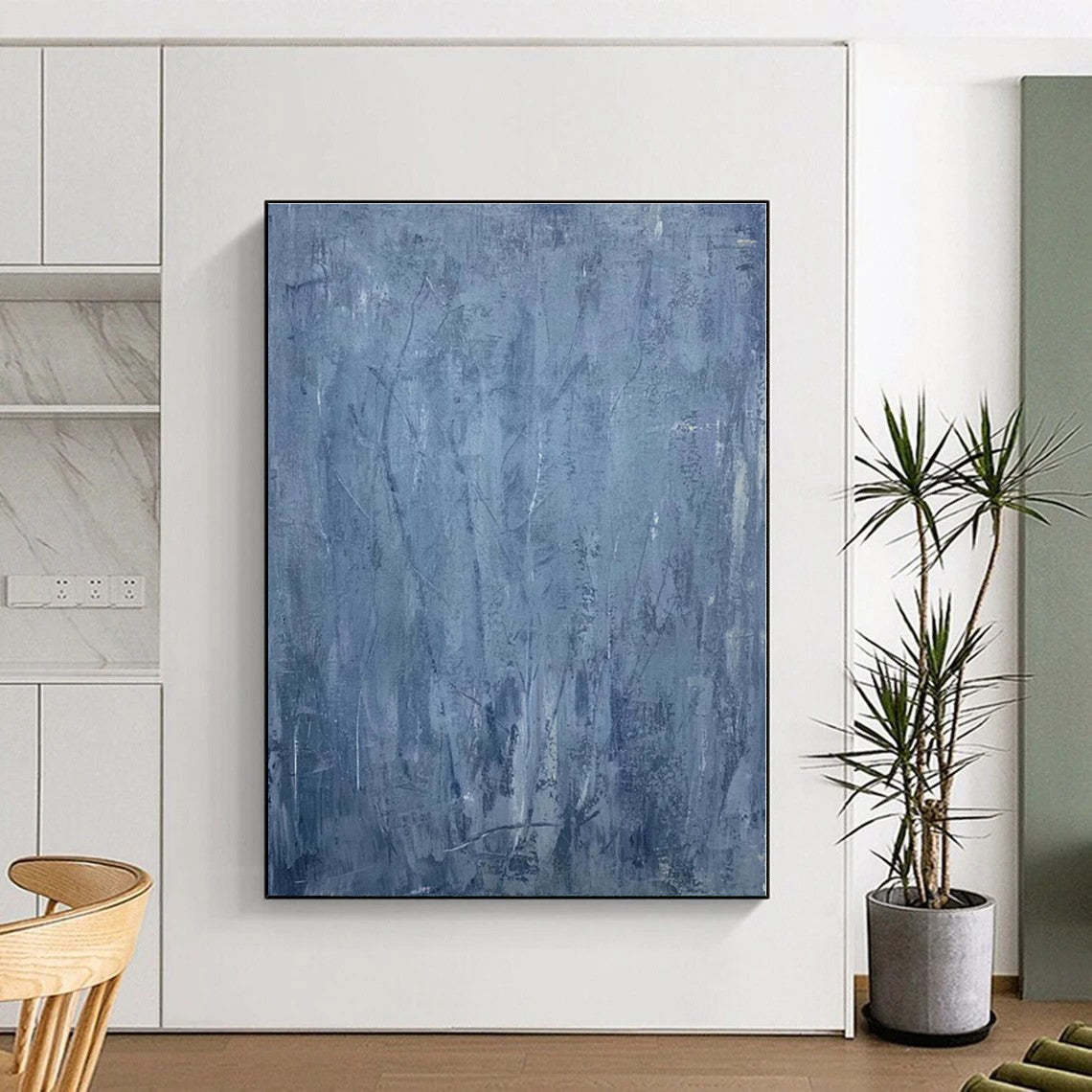 “Blue Textured Abstraction” - Blue Abstract Painting On Canvas PS0459