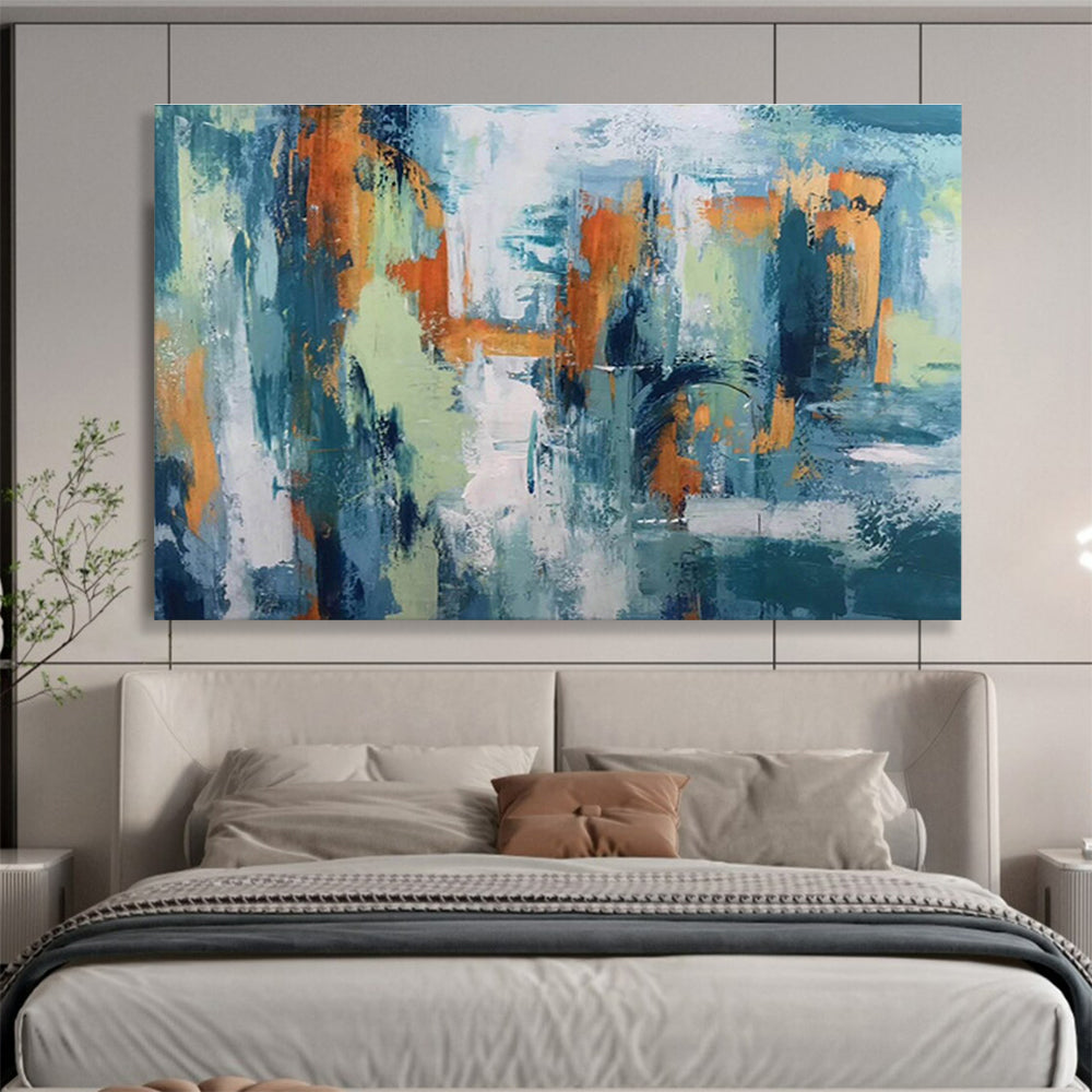 “Teal - Orange Urban Abstraction” Abstract Painting On Canvas DKS295