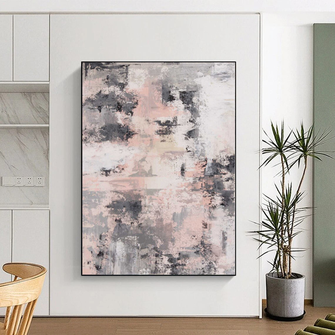 “Blush - Gray Abstract” - Urban Abstract Painting On Canvas PS0068