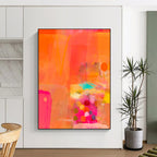 “Bright Orange and Pink Abstract” - Abstract Expressionist Painting On Canvas PT2002