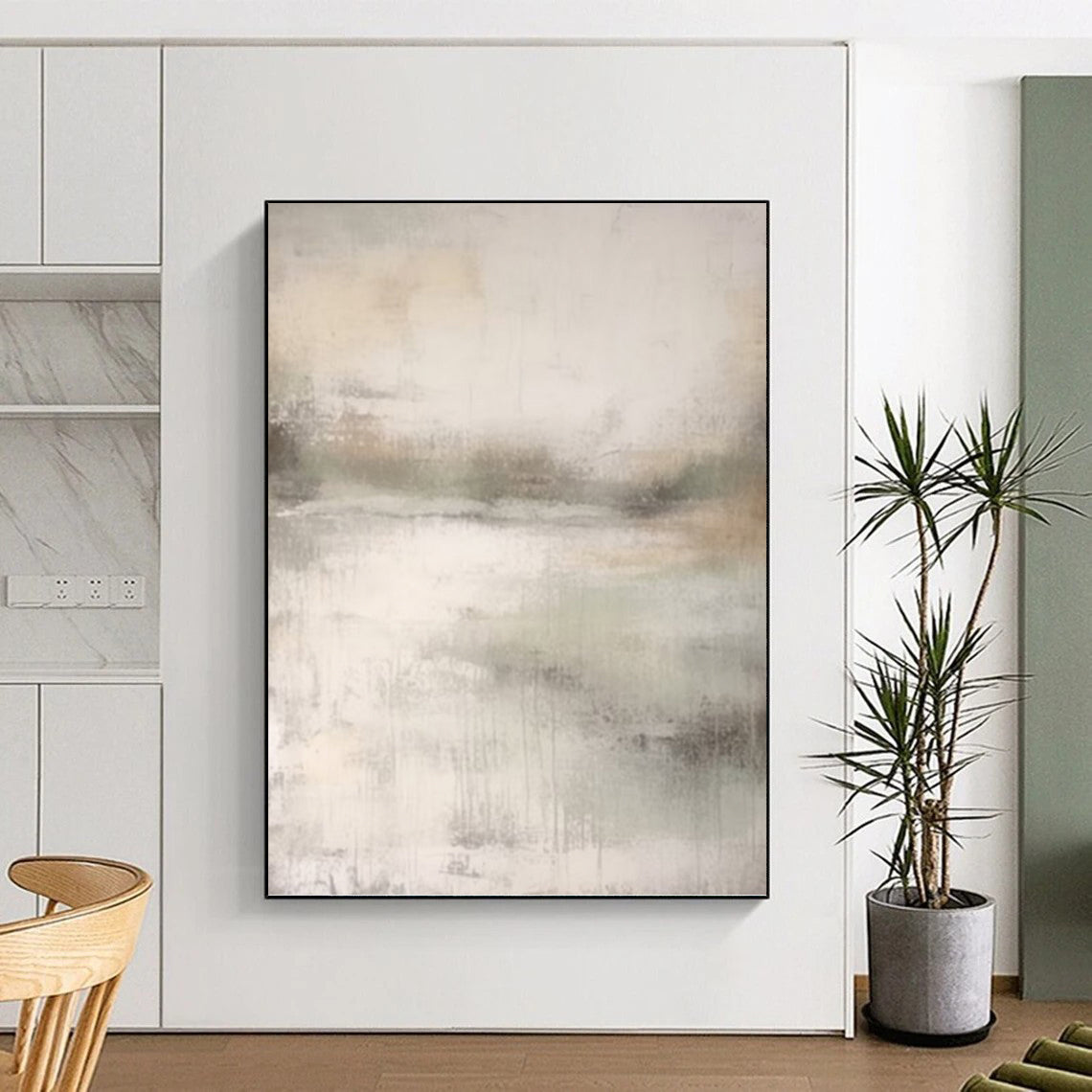 “Soft Gray Abstract” - Abstract, Subtle - Toned Painting On Canvas PT1668