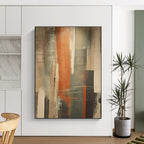 Brown, Orange, Gray Subtle Layers “Earthy Rhythms” - Painting On Canvas PS0813