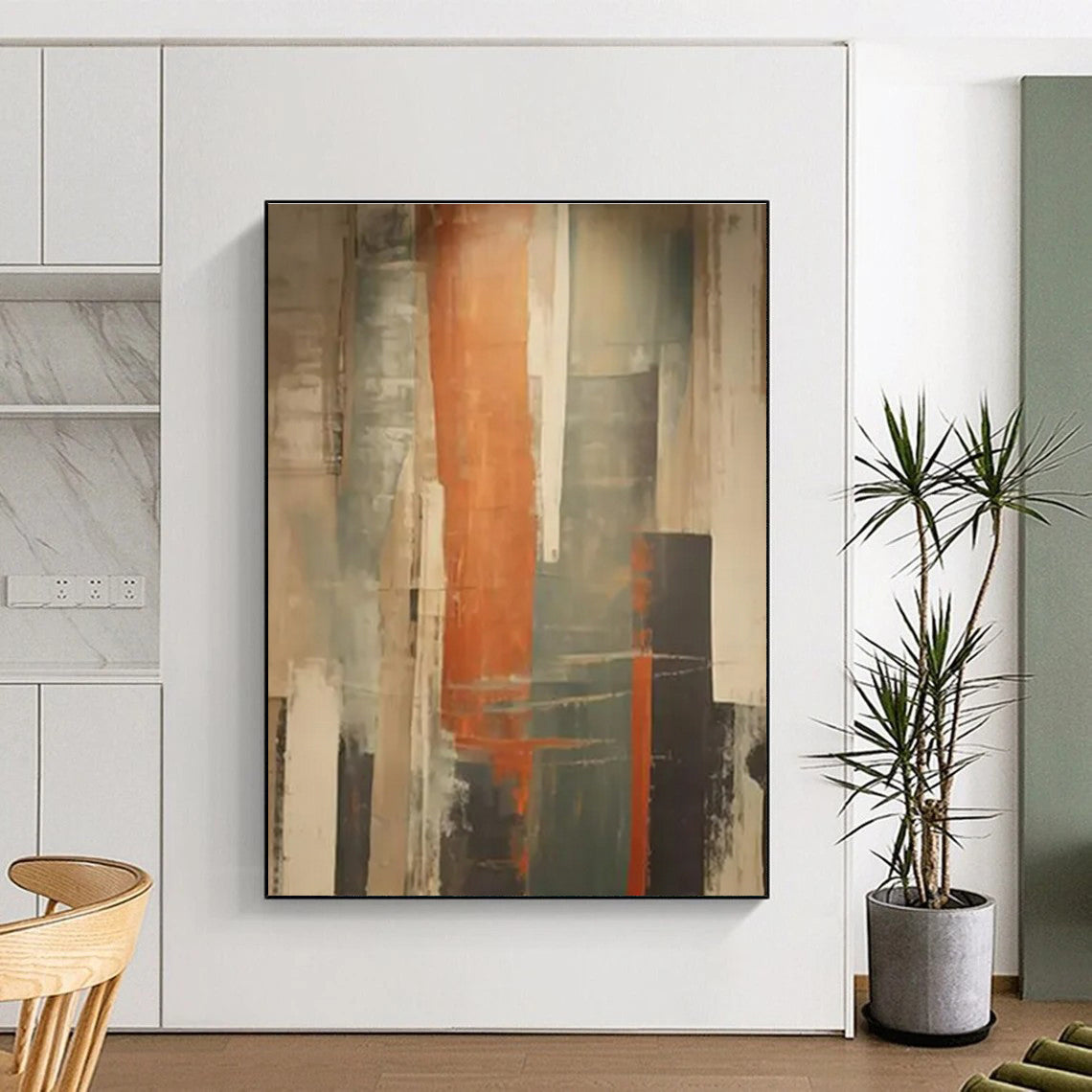 Brown, Orange, Gray Subtle Layers “Earthy Rhythms” - Painting On Canvas PS0813
