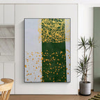 “Green - Yellow Splatter Geometry” - Green, Yellow Abstract Painting On Canvas PS0476