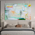 Pastel - Toned Abstract with Lines Painting On Canvas DKS071