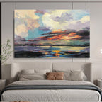 “Colorful Sunset Reflection” Landscape Painting On Canvas DKS197