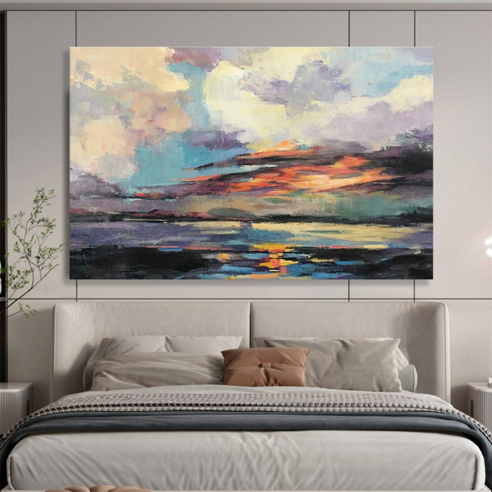 “Colorful Sunset Reflection” Landscape Painting On Canvas DKS197