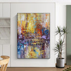 Colorful Abstract Cityscape, "Urban Mosaic" – Abstract Cityscape Painting On Canvas PS0914