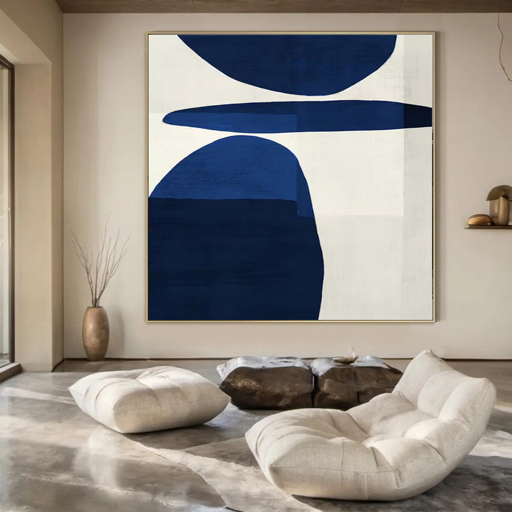 Light Green, Beige, White, and Gray Shapes "Nature's Geometry" Abstract Geometric Painting On Canvas PS1063