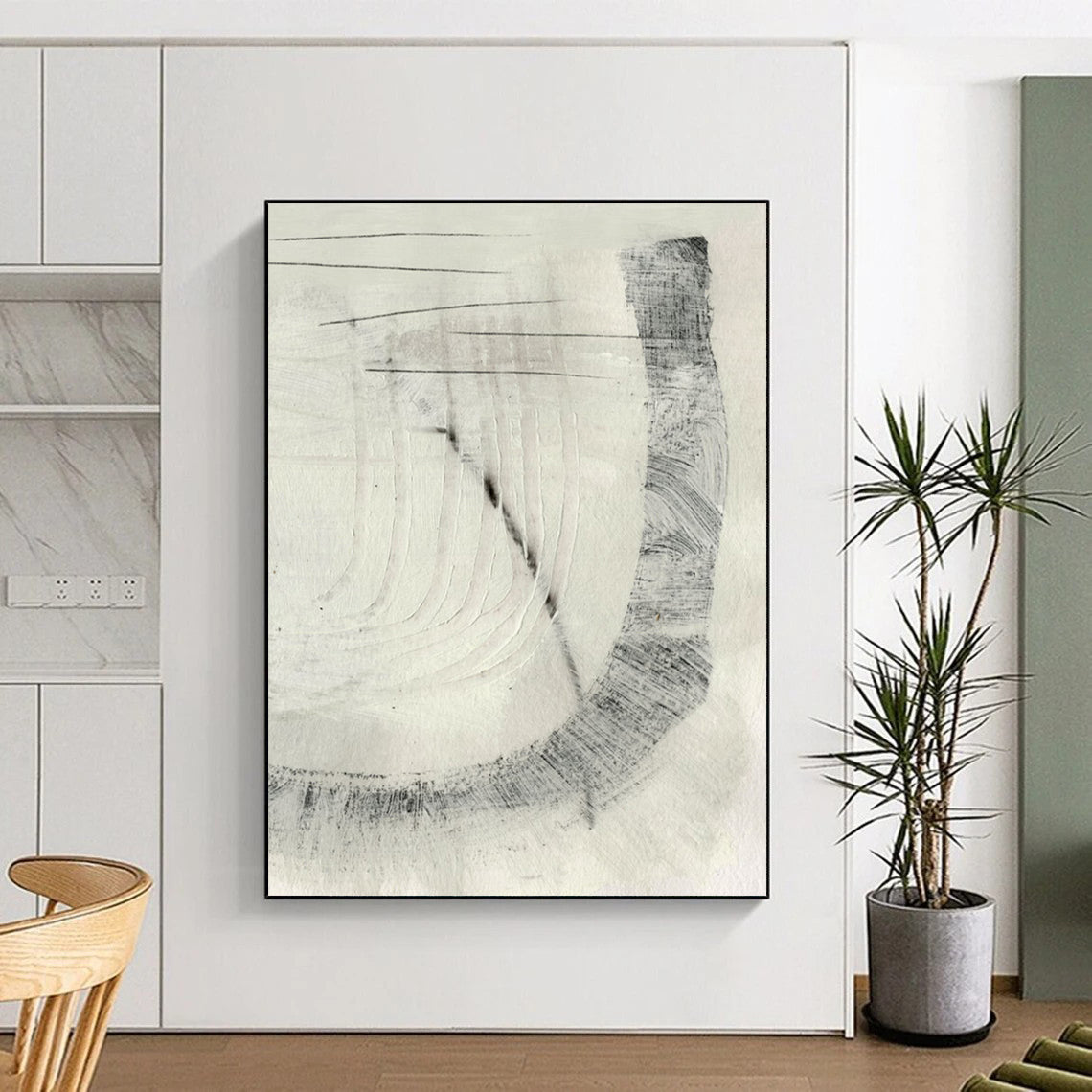 “Gray Scale Imprinted Shapes” - Light & Dark Gray with Intricate Patterns Painting On Canvas DS214