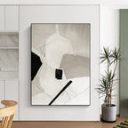“Black - White Geometric Abstraction” - Black, White Abstract Geometric Painting On Canvas PS0559