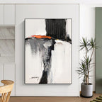 Black, White, Gray, Orange Fragmented Figure “Hidden Identity” - Painting On Canvas PS0791
