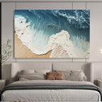 “Blue - White Coastal Waves” - Aerial - Abstract Painting On Canvas PT1549