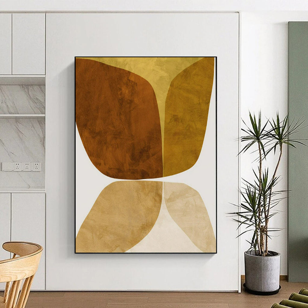 “Brown - Beige Forms” - Minimalist Abstract Painting On Canvas PT2310