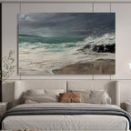 “Dynamic Sea Storm in Greens and Whites” - Realistic Marine Painting On Canvas PT043