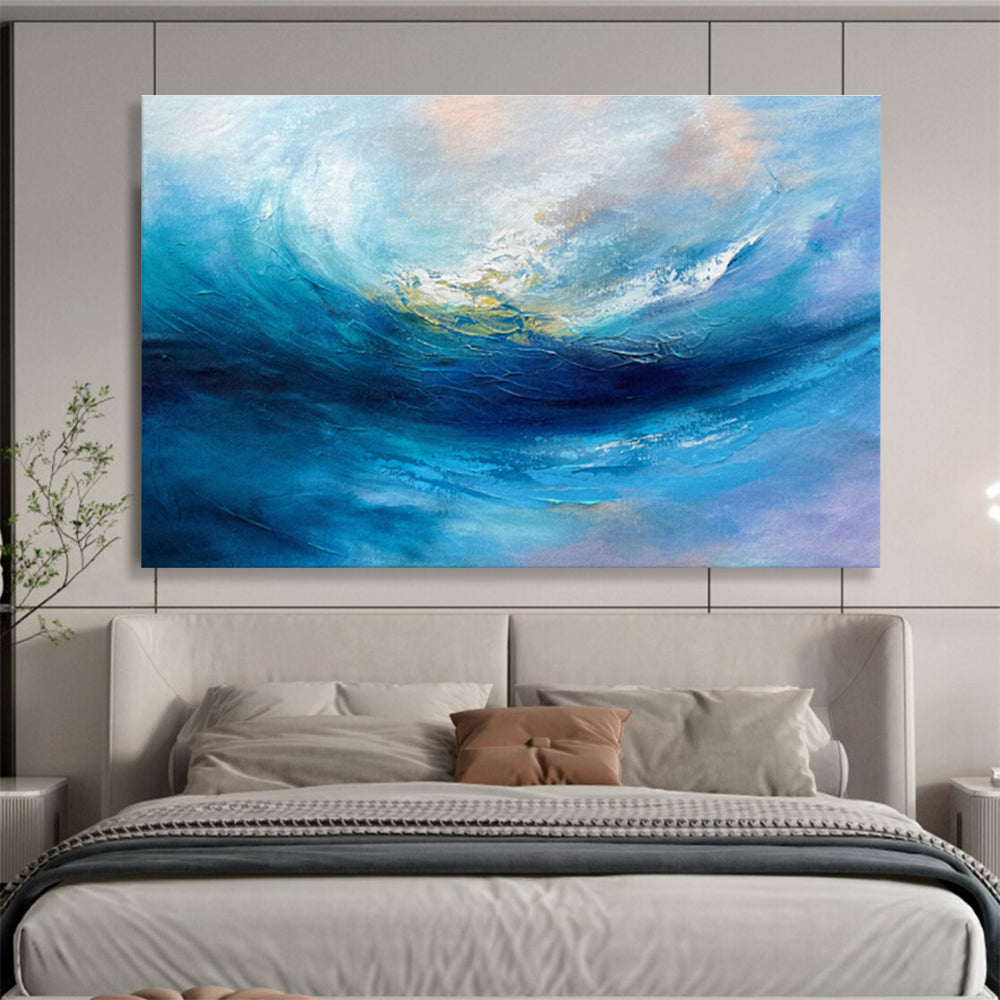 “Blue - Purple Ocean Wave” Abstract Painting On Canvas DKS281