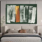 “Green Background with Gray and Gold Strokes” - Abstract Acrylic Painting, Great for Office & Living Room DKS612