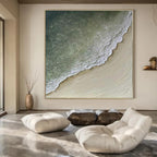 “Green - Beige Textured Coastal” - Beach - Inspired Abstract Painting On Canvas PS0134