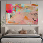 Pink - Toned Abstract with Splashes Painting On Canvas DKS079