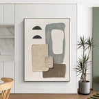 “Neutral Textured Collage” - Beige, Brown, Gray, Black Abstract Mixed - Media Painting On Canvas PS0679