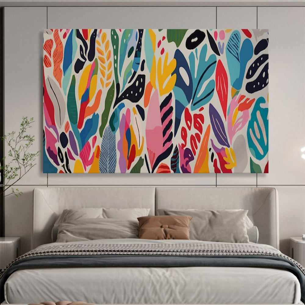 “Colorful Floral Patterns” - Vivid Blooms “Botanical Carnival” Painting On Canvas PT1649