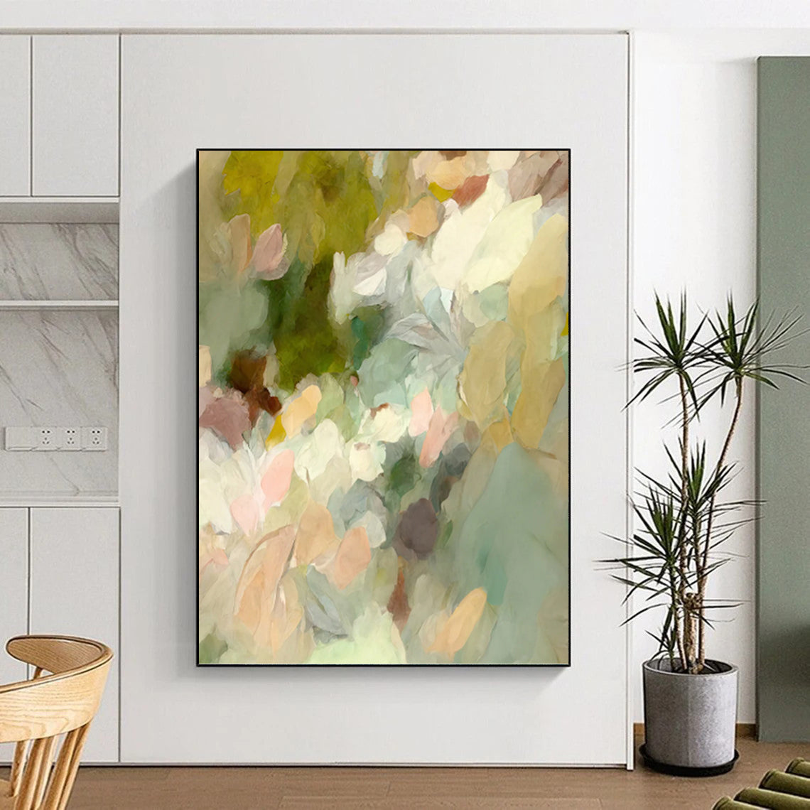 “Soft Color Flower Abstract” - Minimalist Floral Painting On Canvas PT1352