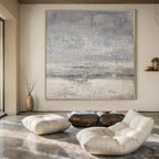 “Gray - Blue Textured Abstract” - Subtle Abstract Painting On Canvas PS0117