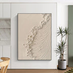 “Textured White Wave” - White Abstract Minimalist Painting On Canvas PS0681
