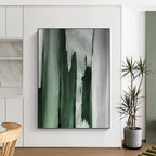“Green - Grey Vertical Strokes” - Abstract Expressionist Painting On Canvas PT1216