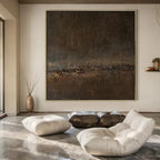 Deep Brown Crackled, "Ancient Earth" – Textured Abstract Painting On Canvas PS0946