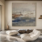 “Gray - Blue - Brown Textured Coastal” - Serene Abstract Painting On Canvas PS0129