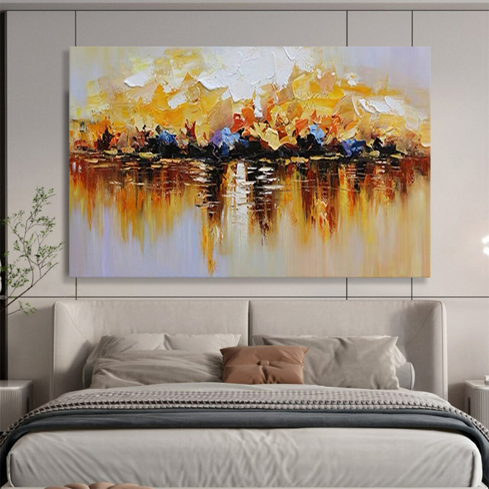 “Vibrant Lake Reflection” - Colorful Impressionistic Painting On Canvas PT1559