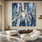 Blue, White, Gray with Textured Layers "Ocean Textures" Abstract Painting On Canvas PS1350