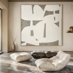 White and Gray Geometric, "Elegant Overlaps" – Geometric Abstract Painting On Canvas PS0991