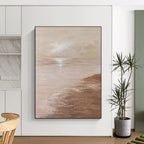 “Beige Sea and Shore” - Calm Coastal Scene Painting On Canvas DS341