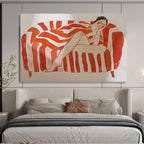 Figurative Abstract on Striped Sofa Painting On Canvas DKS087