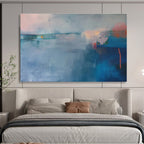 “Muted Blue Landscape” - Abstract Seascape Painting On Canvas DKS477