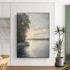 “Realistic Light - Filled Riverbank” - Impressionist Landscape Painting On Canvas PT1875