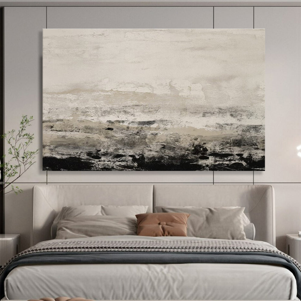 “Monochrome Coastal Haze” - Serene Seascape Painting On Canvas DKS445
