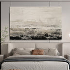 “Monochrome Coastal Haze” - Serene Seascape Painting On Canvas DKS445