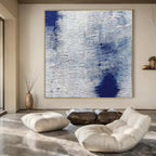 Blue and White with Striped Textures "Ocean Stripes" Abstract Painting On Canvas PS1359