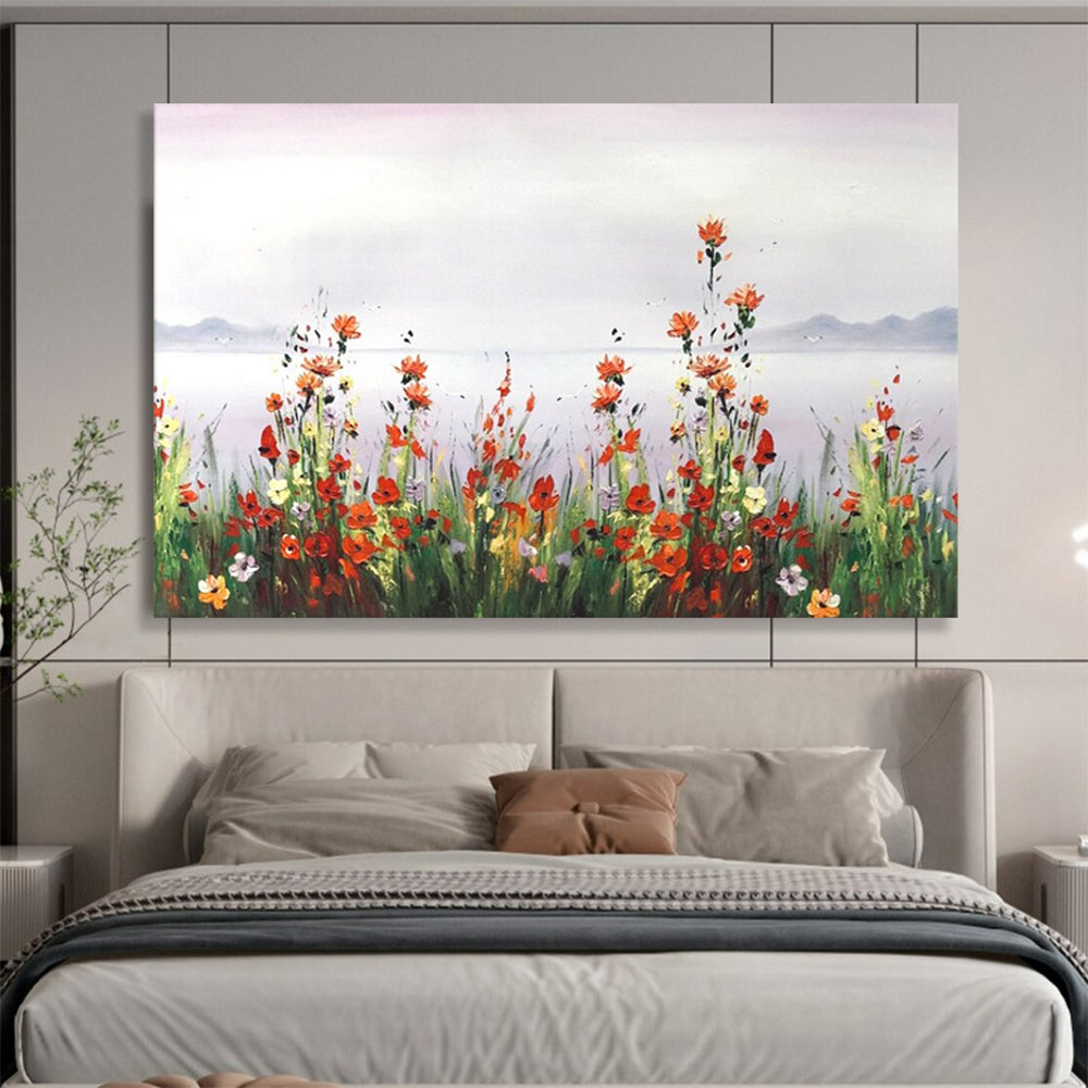 “Wildflowers by the Lake” - Impressionistic Floral Painting On Canvas PT189