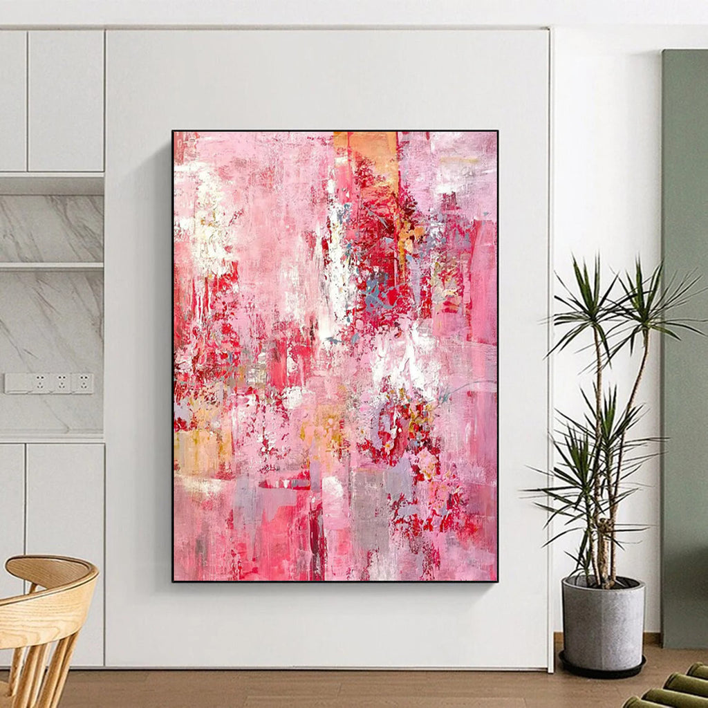 “Pink Abstract Rhapsody” - Expressionist Abstract Painting On Canvas PT2300