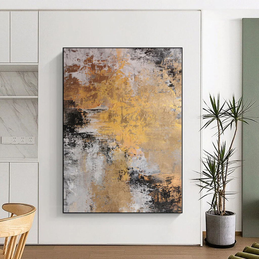 “Gilded Abstract Fusion” - Luxe Abstract Painting On Canvas PS0011