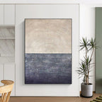 “Beige - Grey Abstract Textured Horizon” - Minimalist Abstract Painting On Canvas PS0310