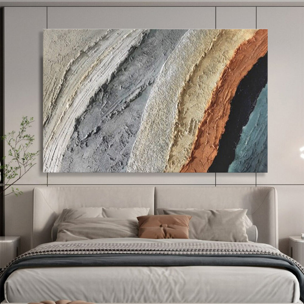 “Colorful Textured Stripes Abstract” - Striped Abstract Painting, Great for Living Room & Creative Office DKS619