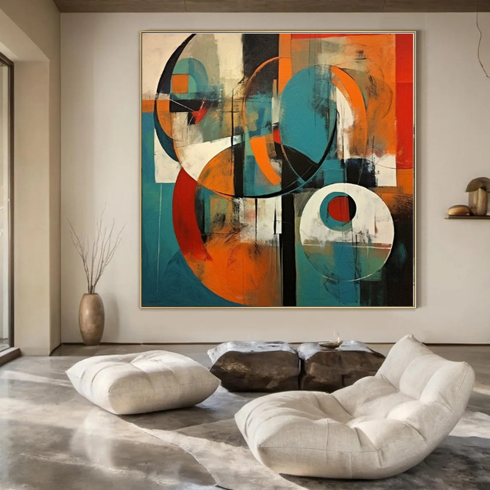 Bold Colors with Interlocking Circles "Colorful Connections" Abstract Painting On Canvas PS1259