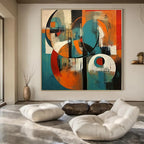 Bold Colors with Interlocking Circles "Colorful Connections" Abstract Painting On Canvas PS1259